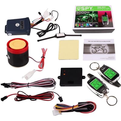 Antidiefstalalarmsysteem voor motorfietsen, 2-weg LCD-alarm, draadloze afstandsbediening, motorstartstop met afstandsbediening black