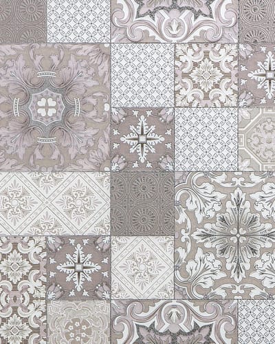 Behang voor badkamers en keukens EDEM 87001BR13 vinylbehang licht gestructureerd in tegel patroon en metalen accenten beige taupe wit zilver 5,33 m2