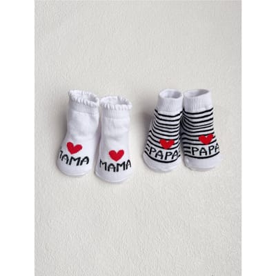 2 Paires de Chaussettes pour Bébés Filles Garçons Nouveau-nés, Blanches Mignonnes Cœur Mama & Papa Chaussettes Bébé en Coton Doux Conviennent à la Tenue Quotidienne des Nouveau-nés 6-12m gray