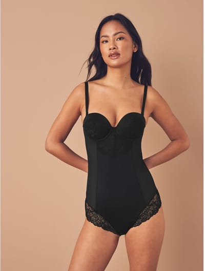 Next - Dames - nude - Kanten body met cups en sterke buikcorrectie - Zwart