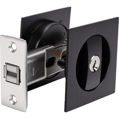 Set scharnierdeurbeslag met indicator Sleutel Privacy-sluiting voor Standaard Deur 1,37 tot 2,3 Inch Dik Mat Zwart