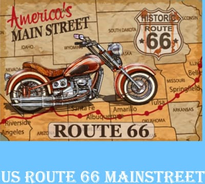 Allernieuwste.nl® Canvas Schilderij ROUTE 66 - US Mainstreet - Vintage - kleur - 30 x 40 cm