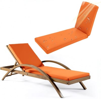 Ligstoelkussen - Tuinkussen Lounger - Buiten Ontspannen - Waterdichte Afneembare Hoes - 166x66 cm - Oranje