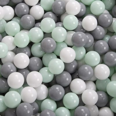 KiddyMoon Kinderballen 6 cm 100 Stuks - Speelballen voor Ballenbad - Baby Ballenbak Ballen voor Kinderen - Wit Grijs Mint