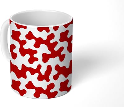 Mok - Koffiemok - Modern - Abstract - Rood - Mokken - 350 ML - Beker - Koffiemokken - Theemok