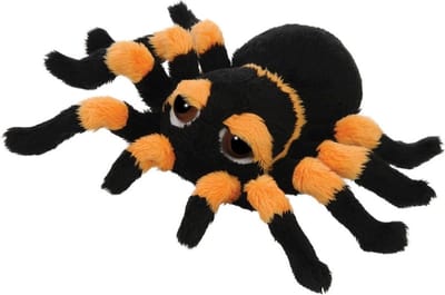 Suki gifts spinnen knuffel - zwart/oranje - 13 cm - dieren knuffels - Speelgoed voor kinderen