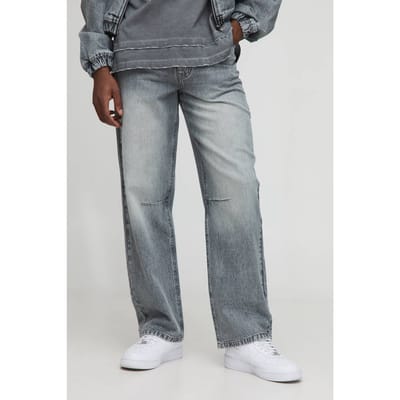 Relaxed Fit Gewassen Knee Dart Jeans | Grey | Size 30R