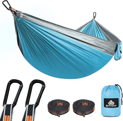 Ultra-Light Travel Camping Hangmat - 300kg Draagcapaciteit, Ademend, Sneldrogend Parachute Nylon, Inclusief Premium Karabijnhaakjes en Nylon Slings voor Buiten en Binnen