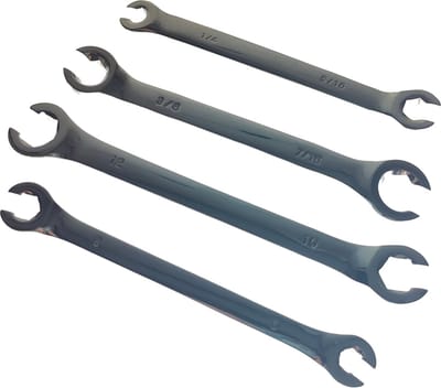4 Remleiding sleutel remleidingsleutels open ringsleutel metrisch & inch 6, 8, 10 & 12mm 1/4", 5/16", 3/8" & 7/16"