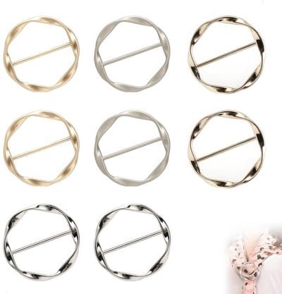 Dailygoods- T-shirt-clips 4 stuks - metalen sjaalringclips - ronde cirkelclips - hypoallergeen - duurzaam - glanzend design - Sjaalclip