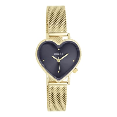 OOZOO Timepieces - Goudkleurige OOZOO horloge met goudkleurige metalen mesh armband - C11446