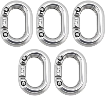 Dailygoods- Kettingverbinding 5mm - 316 Roestvrij Staal - Gesplitste Verbindingsschakels - Zware Toepassingen - Marine Kwaliteit - Roest- en Corrosiebestendig - Kettingconnector