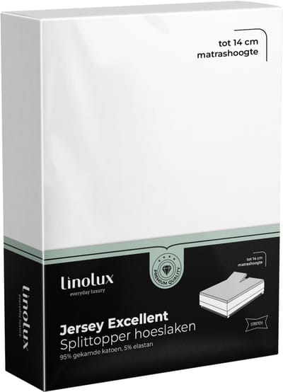 Linolux Hoeslaken Splittopper Jersey Excellent White 140x200 t/m 160x220