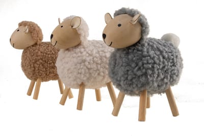 Dailygoods- Paashaas Decoratie Set van 3 - Handgemaakt Schaap - Wol/Hout - Tijdloze Kleuren - 10 x 12 cm - Schattige Figuren - Decoratiefiguren