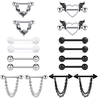 Dailygoods- Tepelpiercing 8 Stuks - Roestvrij Staal - Elegant Design - Comfortabel - Geen Vervorming - Geschikt voor Alle Leeftijden - Piercing
