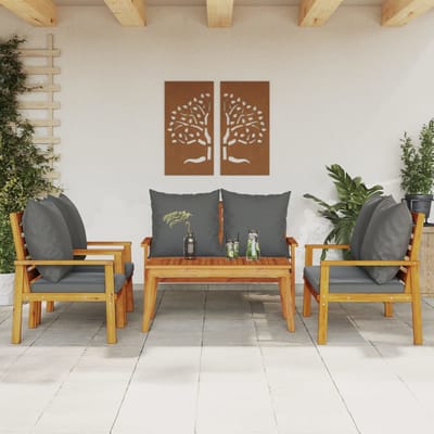 vidaXL - 5-delige - Loungeset - met - kussens - massief - acaciahout