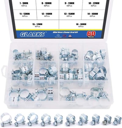 60 Stuks Mini Slangklemmen Assortiment voor Brandstofinjectie - 10 Maten voor Benzine en Diesel Slangen