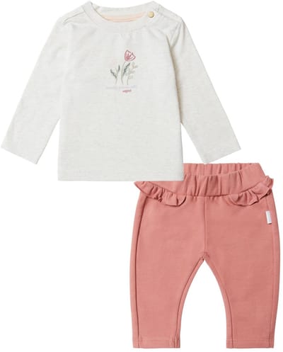 Noppies - Kledingset - 2delig - Broek CAMBRIDGE Brick Dust - Shirt Charlot Oatmeal - Maat 86