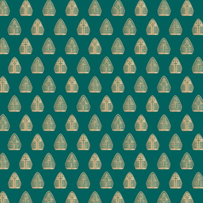 Het Inpakhuis - Sinterklaas Cadeaupapier - 70cm x 3m - Rol inpakpapier - Sint Mijter Blue Goud Folie