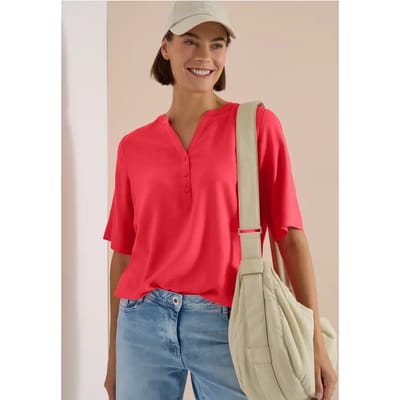 Blouse met korte mouwen en gespleten hals