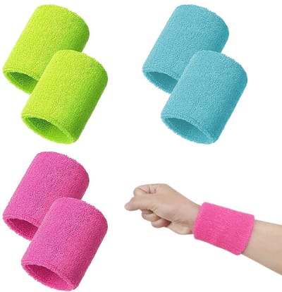 Dailygoods- Sportband - 6 Zweetbandjes Pols - Ademend Katoen - Comfortabele Taille - Voor Volwassenen en Adolescenten - Verbeterde Transpiratieabsorptie - Zweetband
