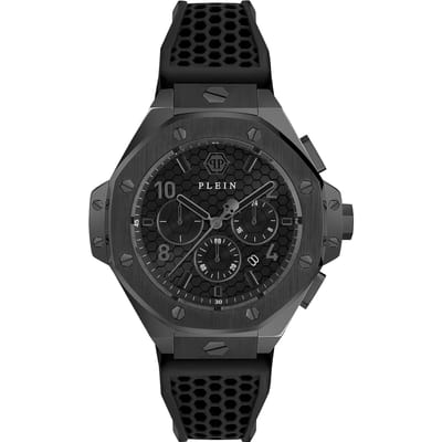 Philipp Plein Plein Chrono Royal PWPRA0924 Horloge - Siliconen - Zwart - Ø 46 mm