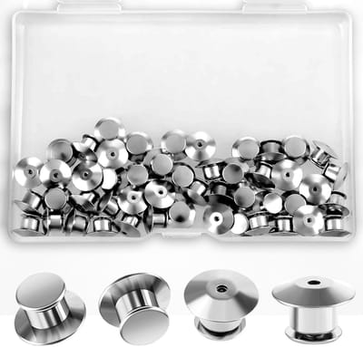 50 stuks borgpin-ruggen, vergrendelingspeld bewaargesp metalen pin-sloten terug platte kop klem naald terug slot voor broches emaille reversspeldjes (zilver)