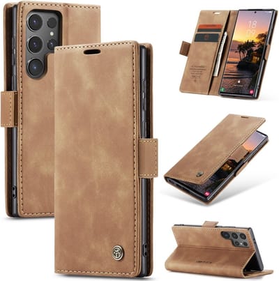 CaseMe Hoesje - Geschikt voor Samsung Galaxy S25 Ultra Hoesje - CaseMe 013 Book Case - Bruin