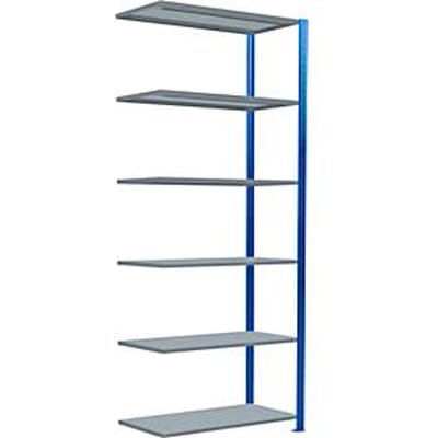 Schulte Lagertechnik Schroefloos rekkensysteem MultiPlus250, 6 legborden, dwarsverbindingen, B 1000 x D 500 x H 2500 mm, gentiaanblauw RAL 5010