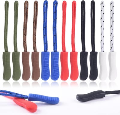 Ritsverlengers 12 Stuks - Rits Hanger - Kleding Repareren - Donkere Kleuren Assortiment - 6.5 cm Lengte - Donker