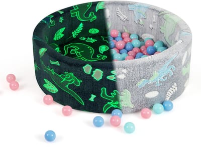COSTWAY Ballenbad voor baby's, met 200 ballen, ballenbad 86 x 30 cm, oplichtend in het donker, ronde ronde ronde balkuilen van schuim met afneembare en machinewasbare overtrek