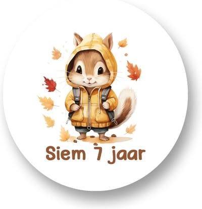 Traktatie Stickers Met Naam en Leeftijd - Eekhoorn - Gepersonaliseerd - Sluitstickers - Kinderfeest Traktatie - Uitdelen - Uitdeeltraktatie - Traktatiestickers Pimp Studio