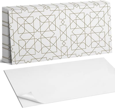 Coloray Plaktegels - Geometrisch lijnenpatroon Zelfklevende Wandtegels - 40 cm x 20 cm - Beige Plaktegels - 10 stuks - Rechthoek PVC Tegels - Plaktegels Badkamer - Vloertegels Zelfklevend - Vinyl Tegels - Portugese Tegels