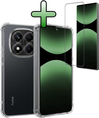 Hoesje Met Screenprotector - Geschikt voor Xiaomi Redmi Note 14 Pro - Sterk & Shockproof - Siliconen Case - Back Cover - Telefoon Hoes - Shock Proof - Transparant