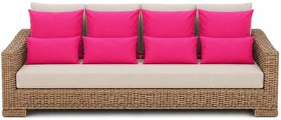 Anna Collection Bank/tuin kussens set - binnen/buiten - 8x stuks -fuchsia roze - In 2 formaten laag/hoog
