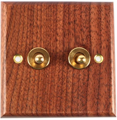 Dailygoods - Lichtschakelaar Massief Hout - Tuimelschakelaarplaat - Vintage Decoratief - Antieke Look - Upgrade Jouw Interieur - Perfect voor Woonkamers