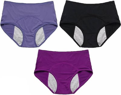 Dames Ondergoed - Hoge Taille Slips - Comfortabel Dagen - Lekvrije Bescherming - 3 Stuks - Zwart