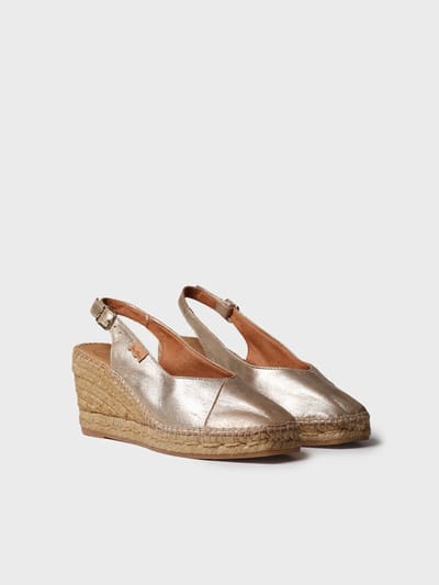 Dames espadrilles met gesloten neus en leren sleehak | BRENDA-AS