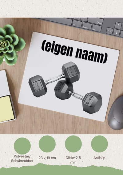 Akyol - 10 kg dumbbells met eigen naam Muismat - Fitness - atleten/sport liefhebbers - sport - gewichten - fitness - verjaardag - cadeau - kado - 23 bij 19 cm
