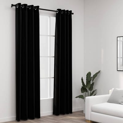 vidaXL - Gordijnen - linnen-look - verduisterend - ogen - 2 - st - 140x245 - cm - zwart