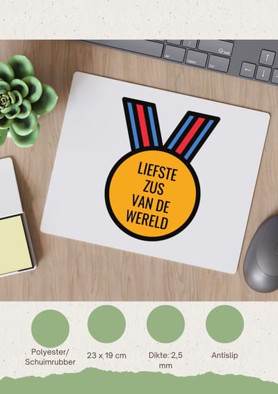 Akyol - liefste zus van de wereld Muismat - Zus - de liefste zus - verjaardagscadeau - verjaardag - cadeau - cadeautje voor zus - zus artikelen - kado - geschenk - gift - 23 bij 19 cm