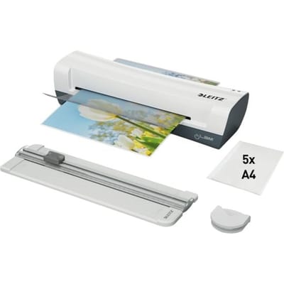 Leitz iLAM Home A4 lamineermachine - 3 min, 80-125 µm, LED, ontgrendelingshendel, snijder & hoekafronding, DIN A4