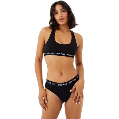 Jack Wills Dibsdall katoenen jersey bralette voor dames (set van 2) (Zwart)