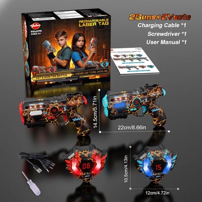VATOS Kerstfeest Cadeaus Speelgoed Teamspel Vechten Schietspel Binnen Buiten Jongens Pistolen Oplaadbaar Infrarood Laser Tag Set black