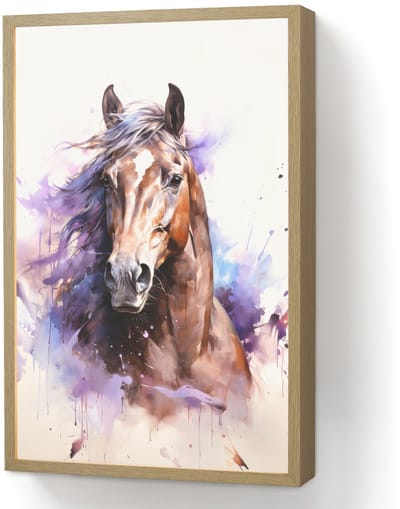Wandlamp 40x60 cm - Oplaadbaar - Paard - Dieren - Meisjes - Paars - Bruin - Wandlampen binnen woonkamer - Slaapkamer lamp - Decoratieve nachtlamp - Vloerlamp draadloos