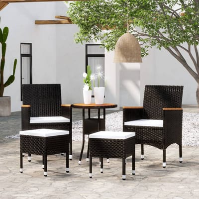 vidaXL - 5-delige - Loungeset - poly - rattan - zwart