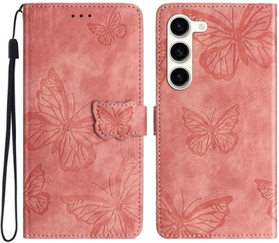 Coverup Hoesje - Geschikt voor Samsung Galaxy S25 Plus / S24 Plus Hoesje - Coverup Vlinders Book Case - Pink