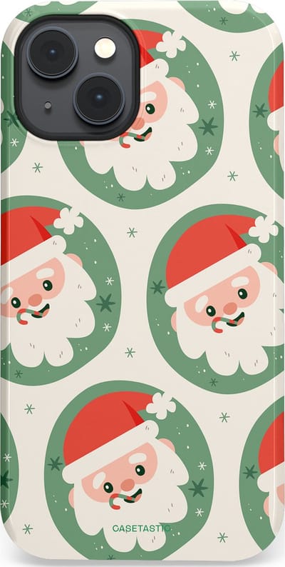 Casetastic hoesje geschikt voor Apple iPhone 14 Plus - MagSafe - Dubbellaagse bescherming - Zuurstok Groen Witte Kerstman - Fashion Case - Wit Saliegroen Crème Terracotta