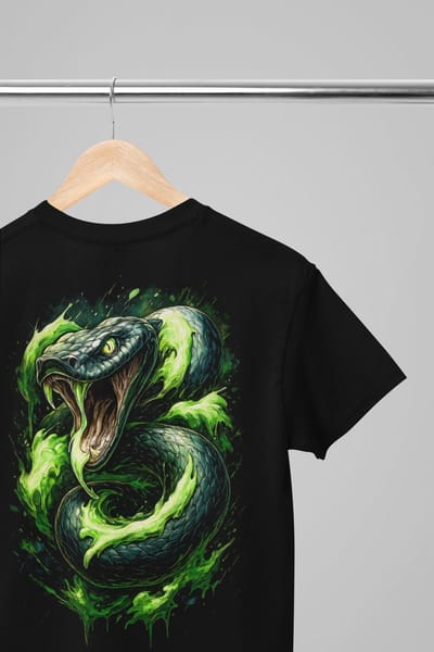 Oversized shirt - Neon serpente - Wurban Wear | Draak | Anime streetwear | Asian streetwear | Streetwear | Geisha | Techno outfit | Fantasy shirt | Gym shirt | y2k | Tattoo | Urban | Grote maten | Japanese mythology | Samurai | Zwart