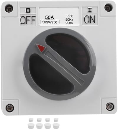 Allecto - IP66 waterdichte schakelaar - Draaischakelaar 250 V - Veiligheidsvergrendeling - Stofdicht - Buiten gebruik - 2 standen - 2P50A